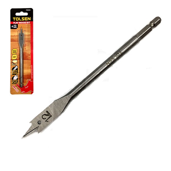 TOLSEN Flat Wood Drill Bit w/ 1/4" Hex Shank ( 12 | 14 | 16 | 18| 19 | 20 | 22 | 25 | 28 | 30 | 32 | 38mm ) 75634 to 75645_img_12