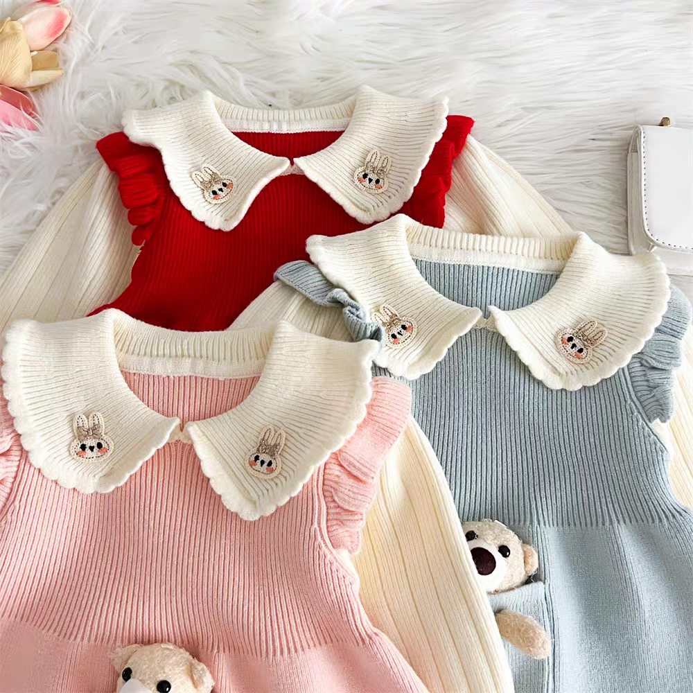 Baby Girls Winter Knit Dress with Teddy Pocket (1 to 6 years) for yours ANGEL_img_6