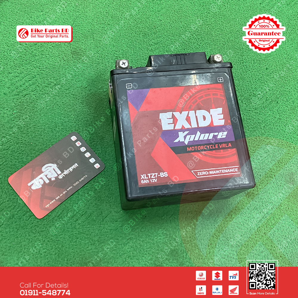 Exide Battery (XLTZ7 Size) for Suzuki Gixxer & Gixxer SF 250cc bike.