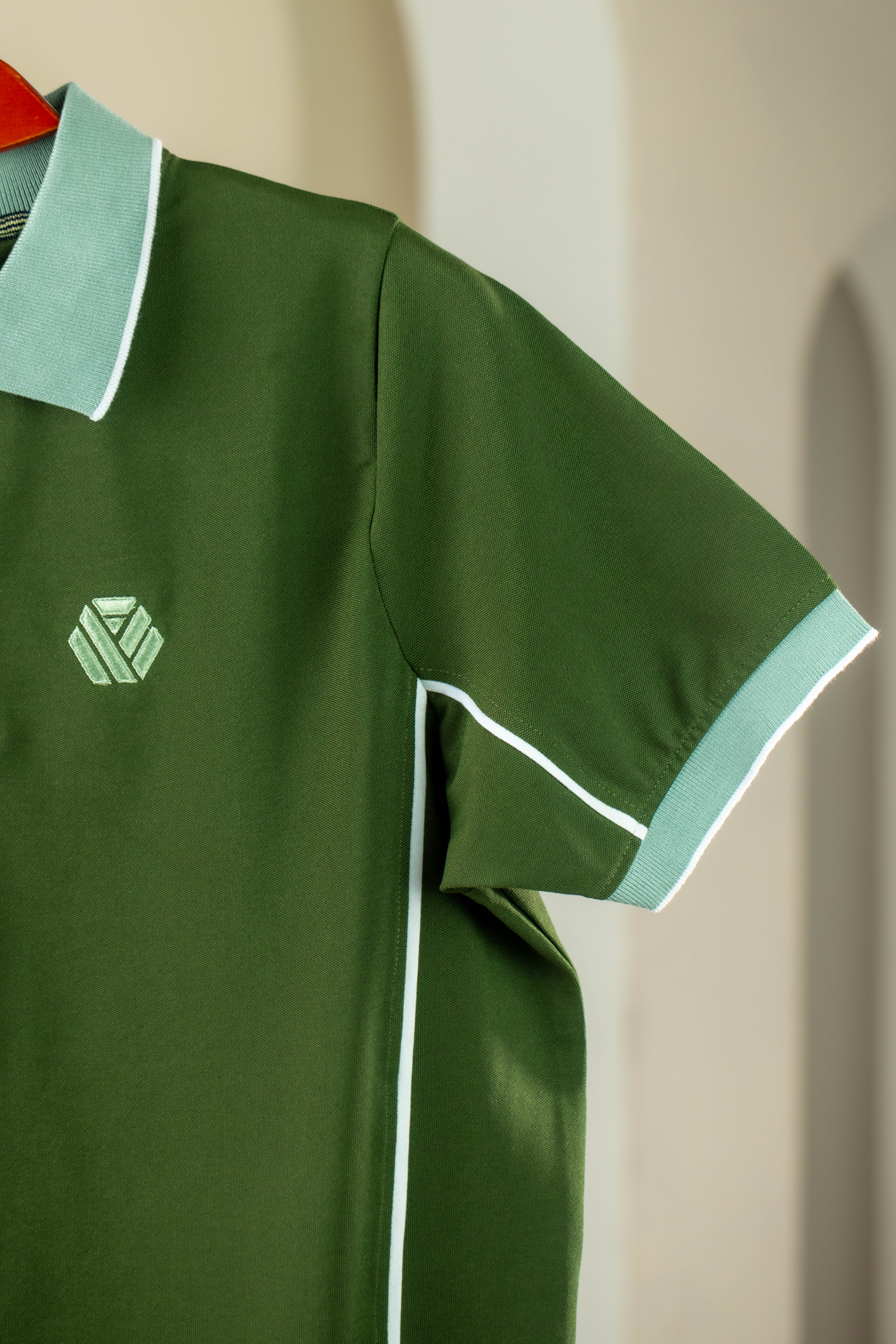 Premium Quality Piping Cut & Sew Design Pique Polo - Forest grn_img_3