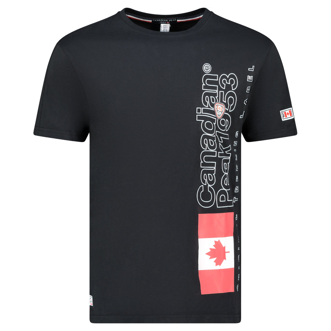 Canadian Peak JOGOEAK Homme - T-Shirt Col Rond avec Impressions et Drapeau Noir