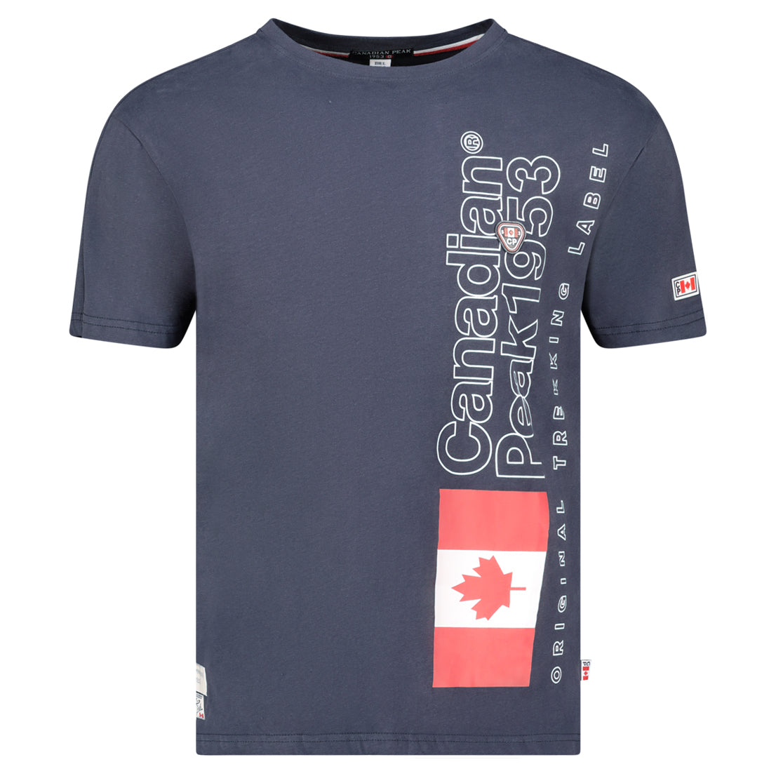 Canadian Peak JOGOEAK Homme - T-Shirt Col Rond avec Impressions et Drapeau Marine