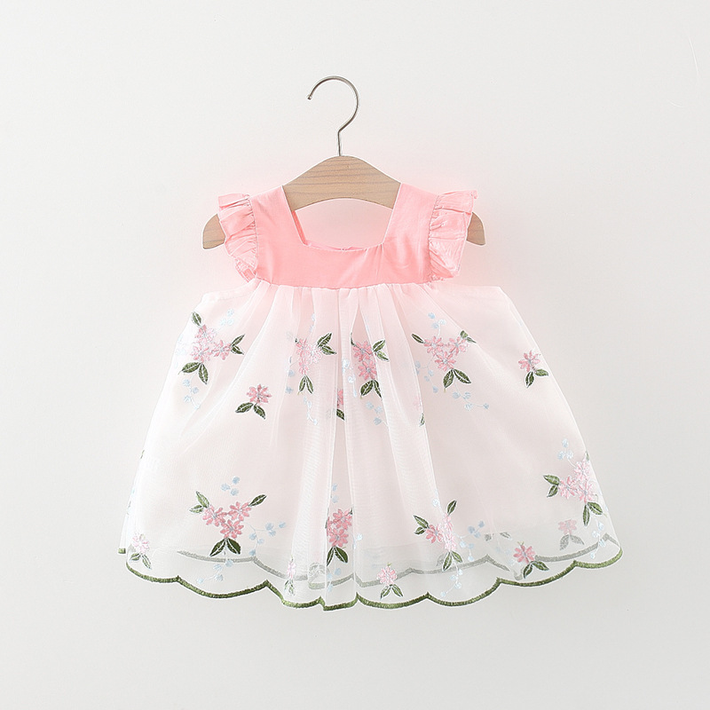 Baby Girls Ruffle Sleeve Floral Embroidered Summer Princess Dress (6 Months to 3 Years)_img_7