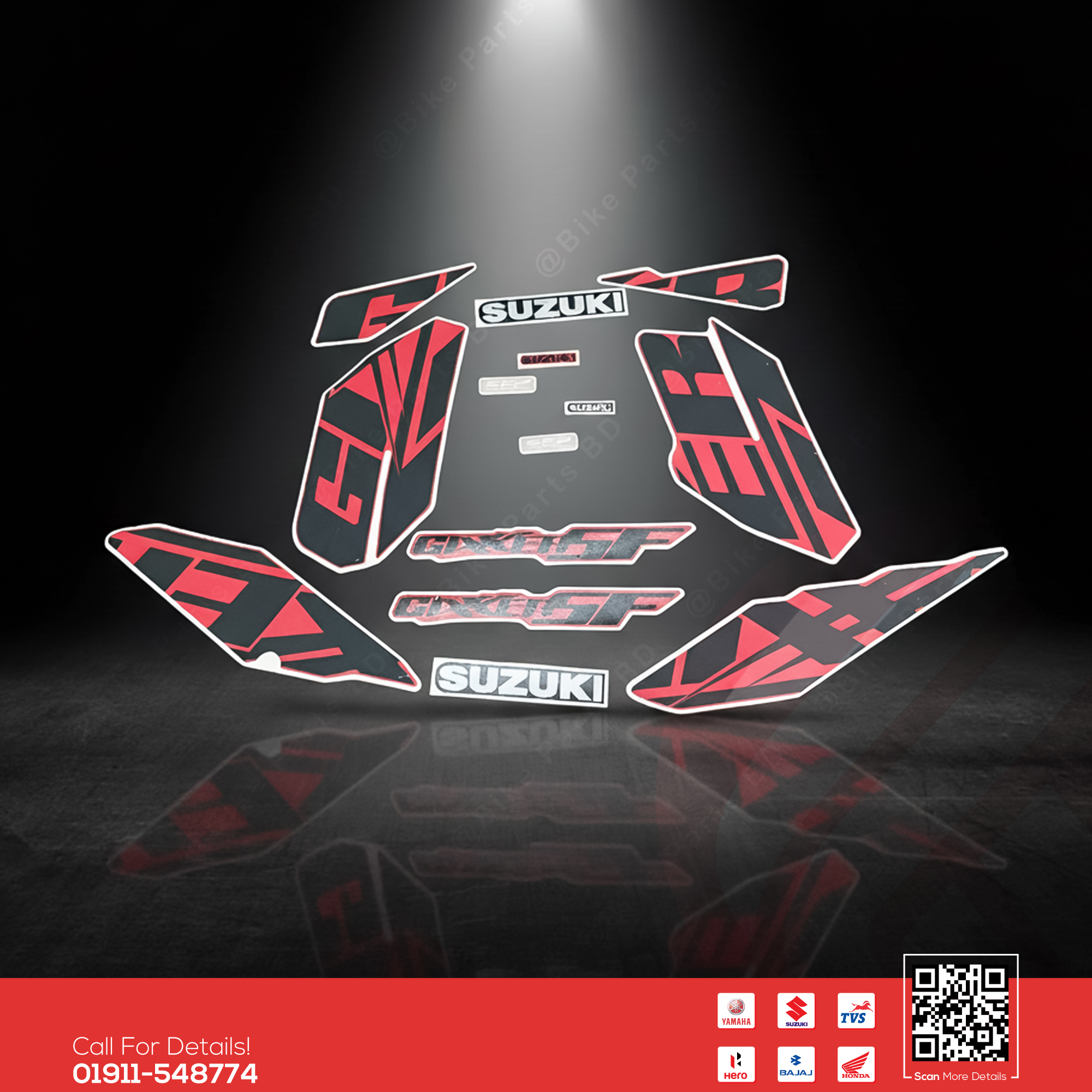 Full Set Sticker for Suzuki Gixxer SF (New Model Red Color) bike.