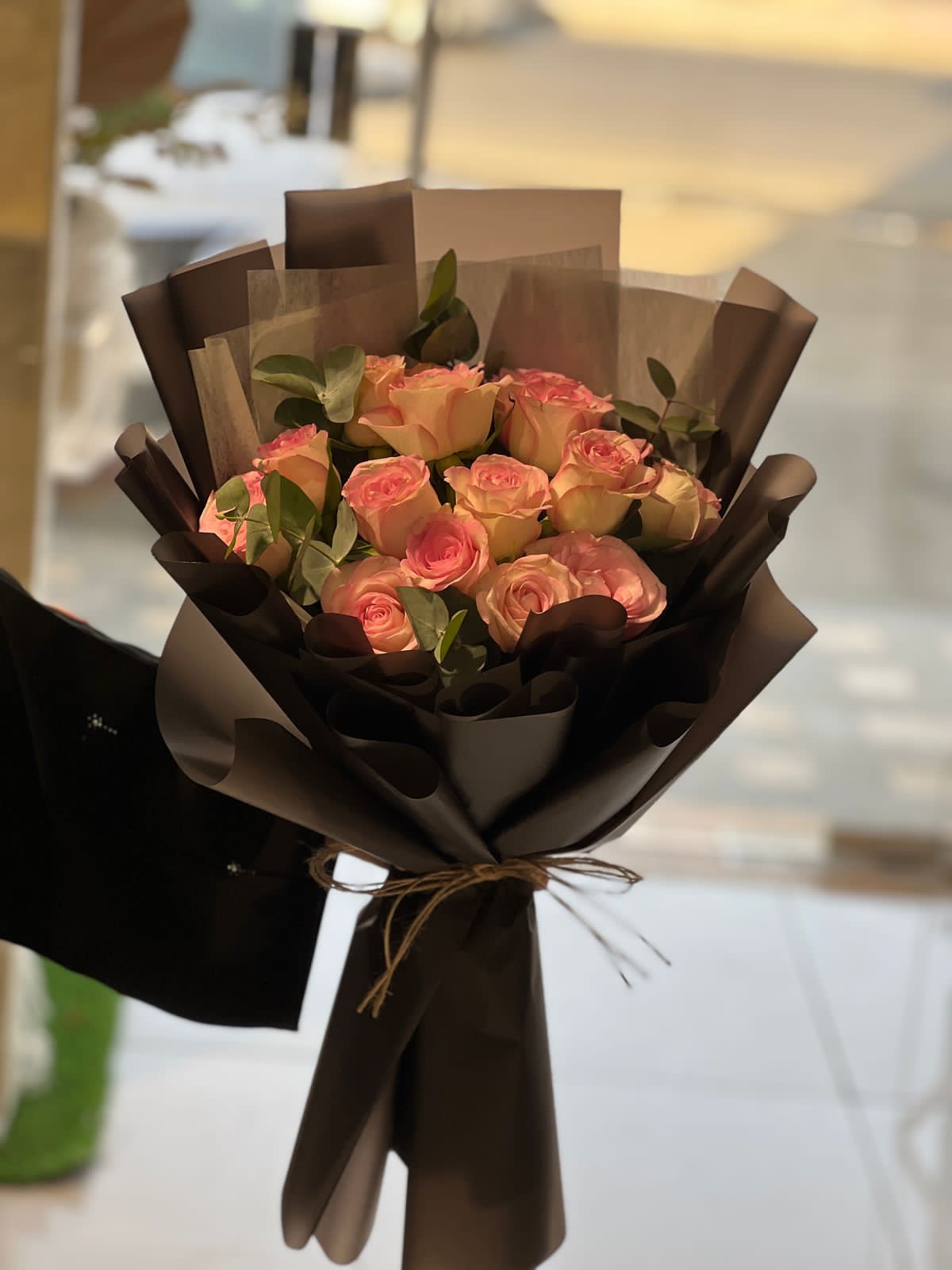 Pink & Black  hand bouquet