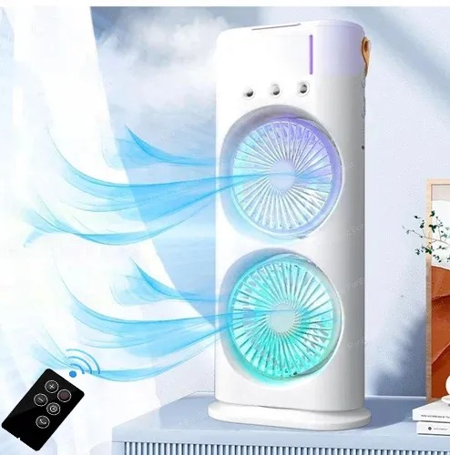 Rechargeable Dual Head Mist Cooling Fan with Remote – 3 Speeds, LED Light & 280ml Water Tank_img_7