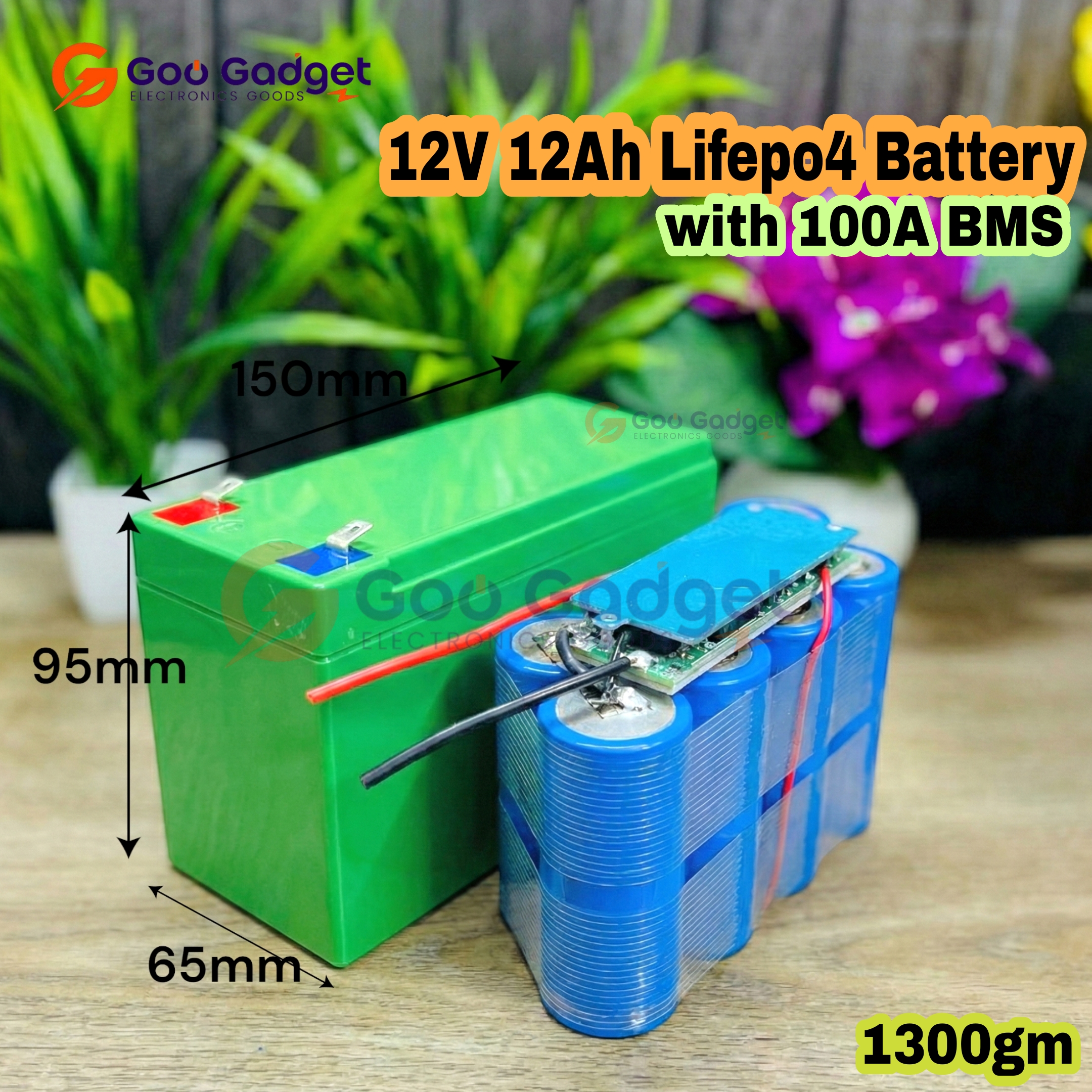 12V 12Ah LiFePO4 Battery Pack | 4S2P IFR32700 Cells with 100A Balanced BMS