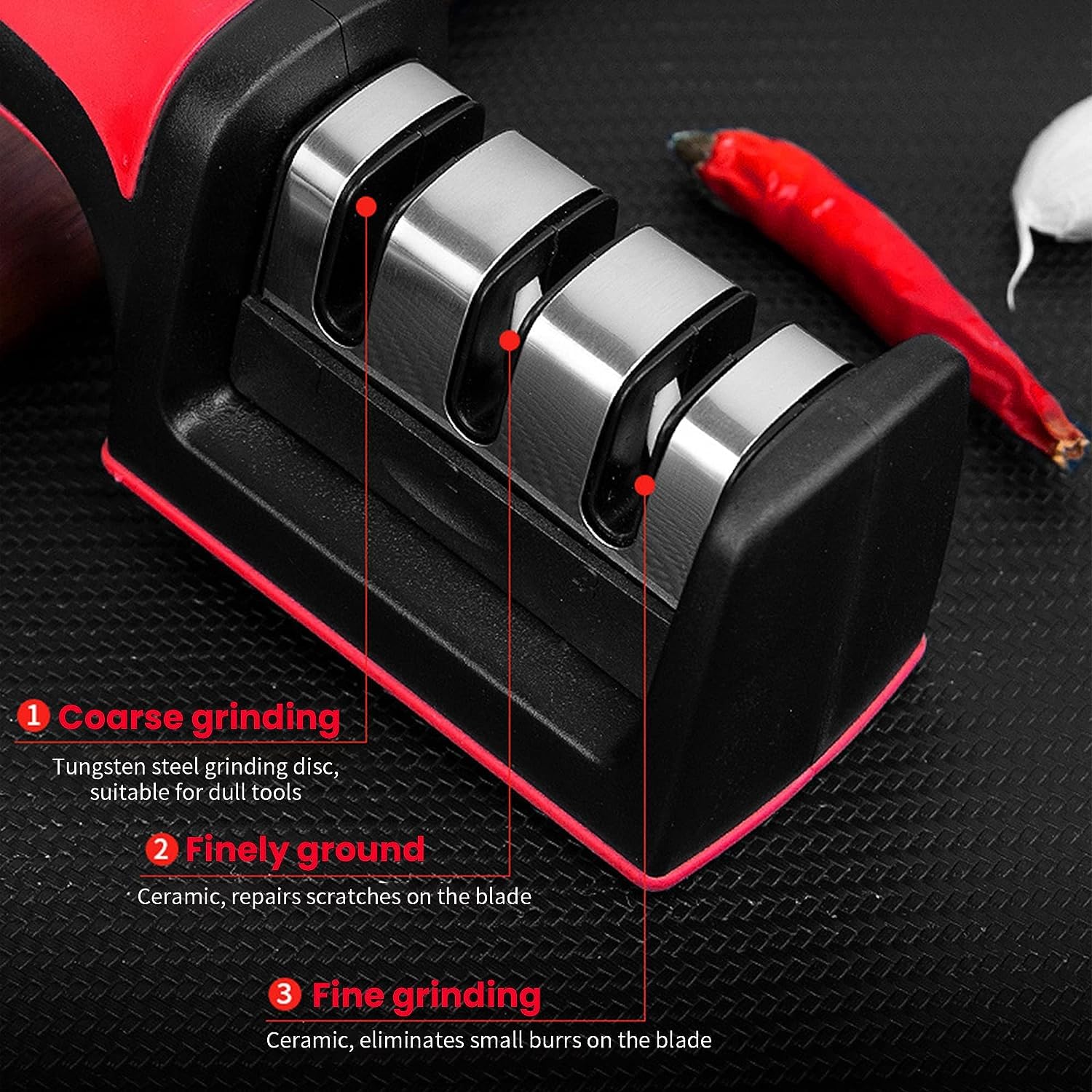 3-Stage Professional Knife Sharpener – Diamond, Tungsten & Ceramic Blade Sharpener for Kitchen, Hunting & Outdoor Knive_img_7