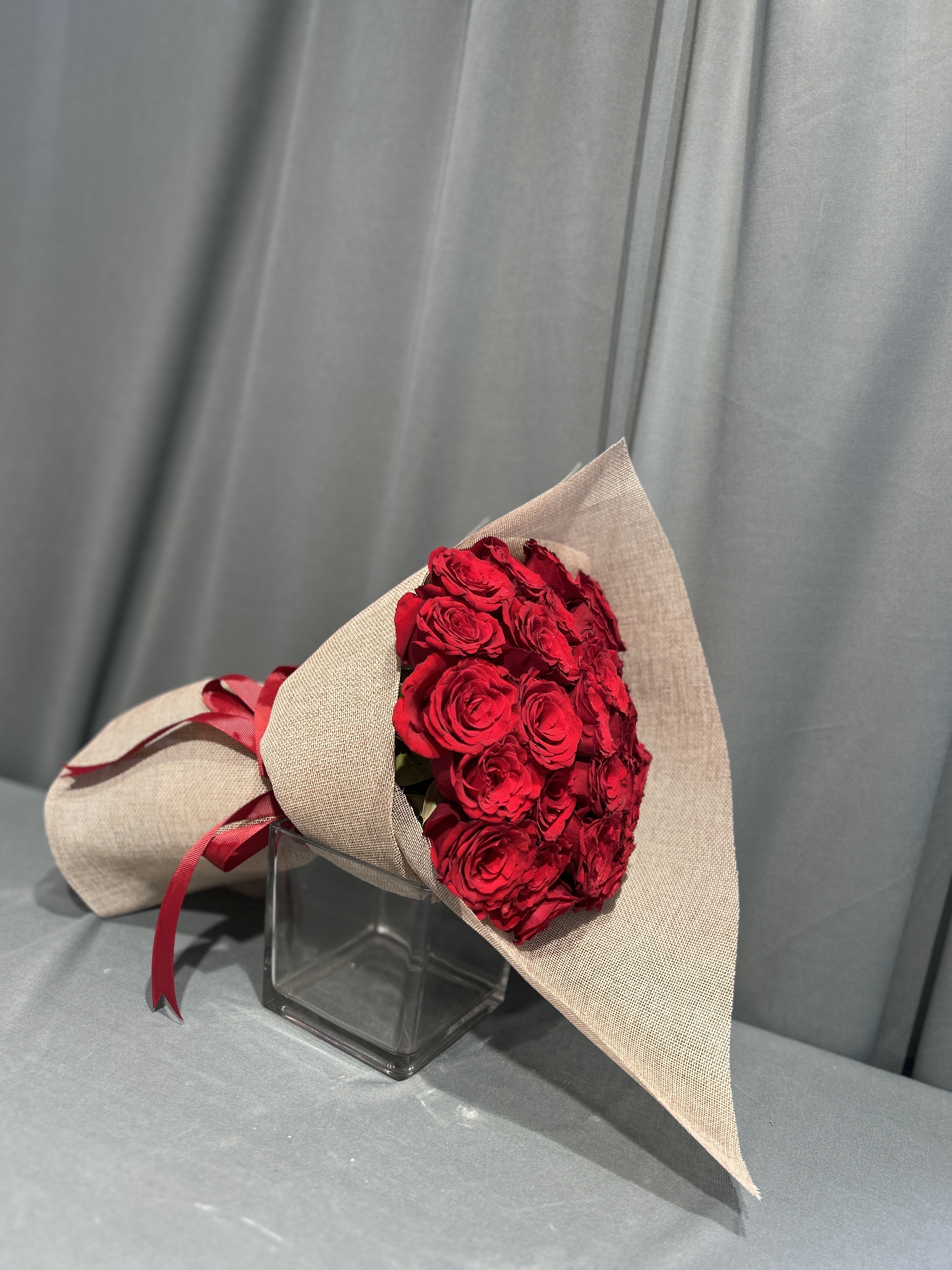 Red and brown hand bouquet