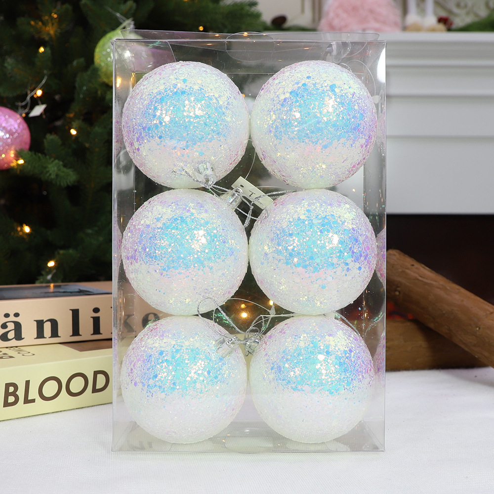 New Colorful Glitter Christmas Balls, 6CM Set, Glitter Christmas Balls Gift Box