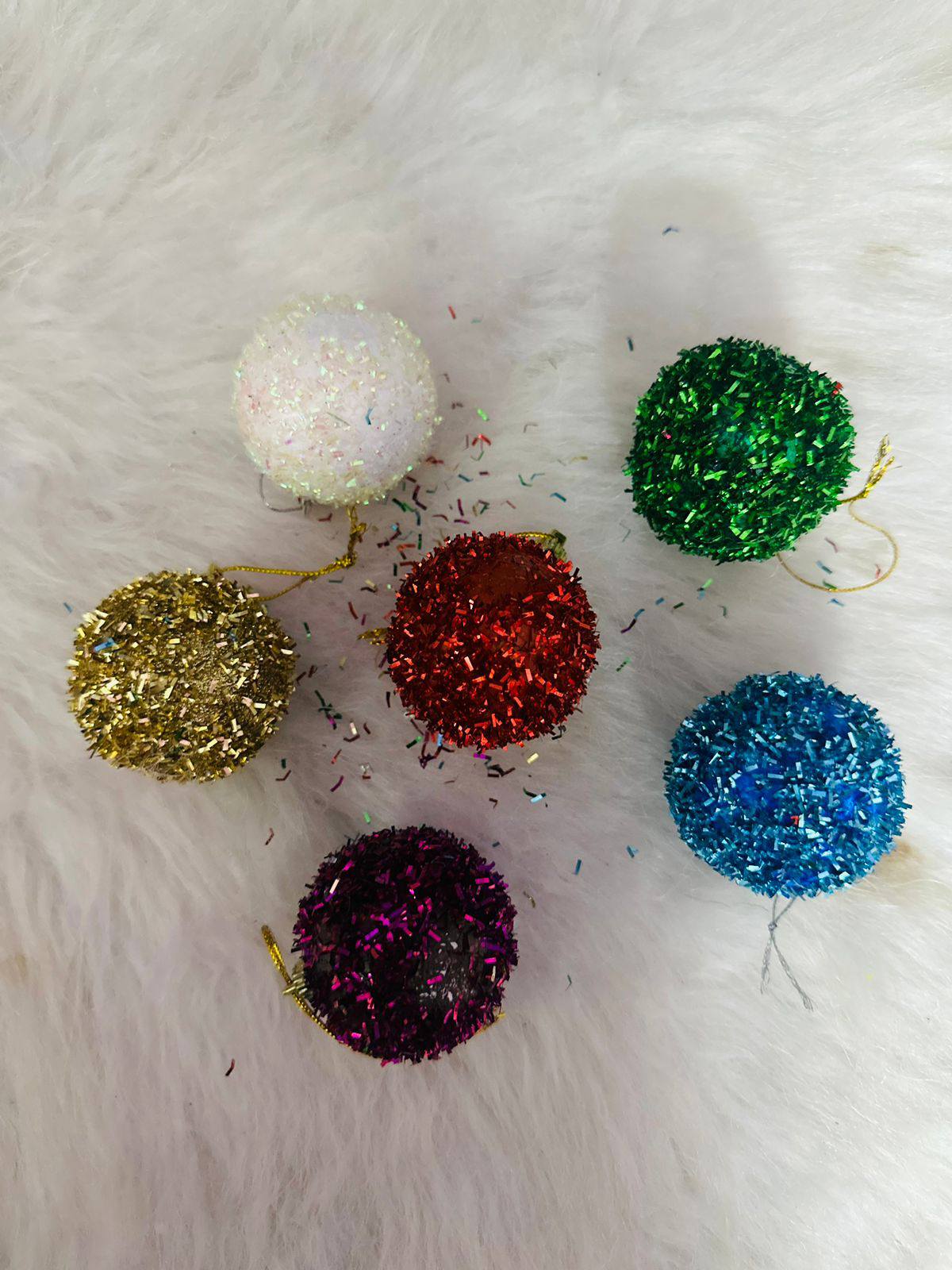 multi-color glitter tinsel Christmas ball ornaments 3cm