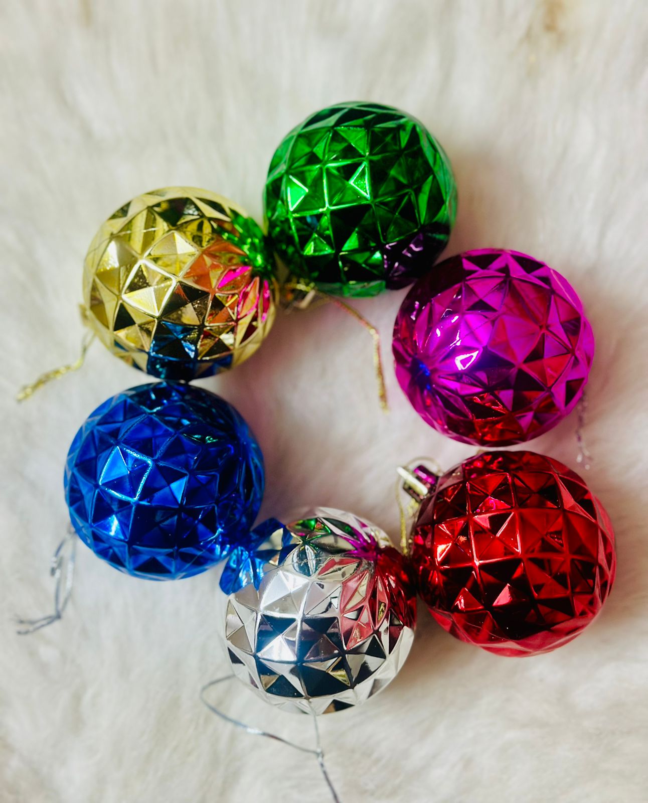 multicolor faceted Christmas ball ornaments 3cm