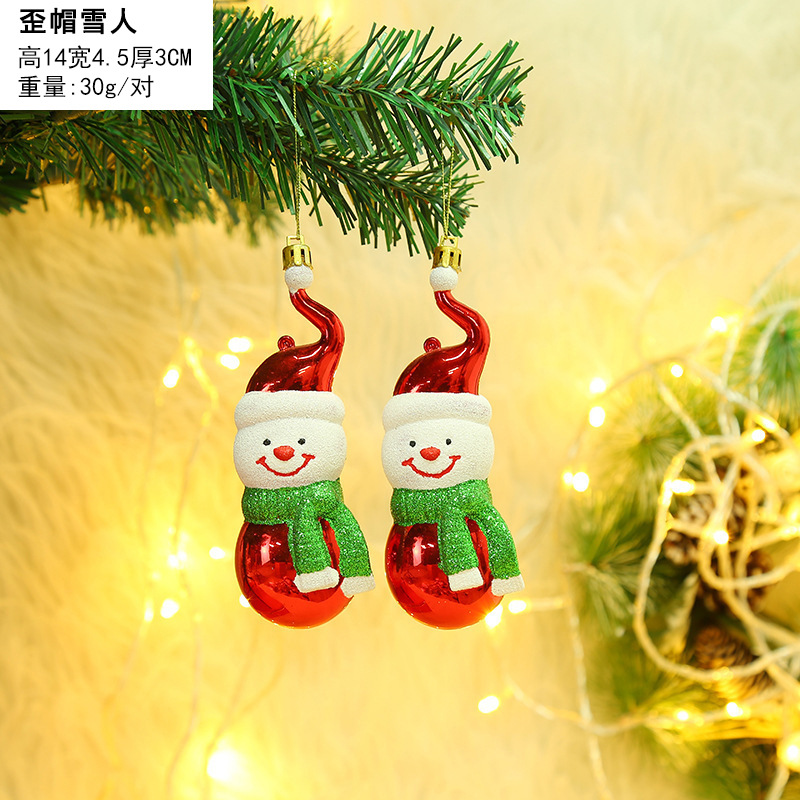 3 shiny red and green snowman Christmas ornaments