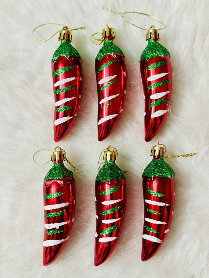 set of six novelty Christmas ornaments