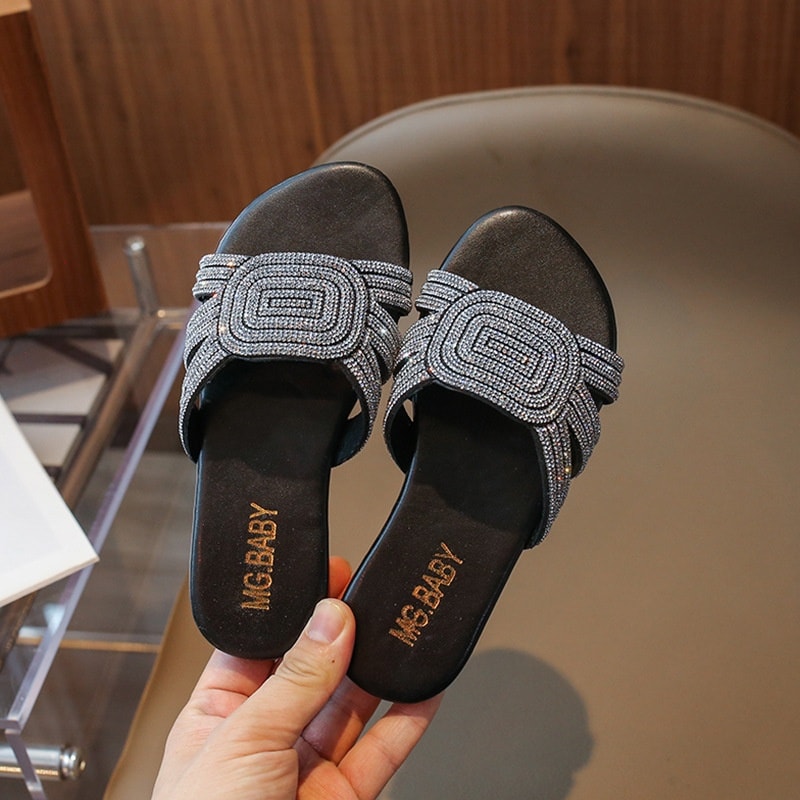 Kids Girls Luxury Crystal Glitter Slippers Summer Sandals (3–5 years)