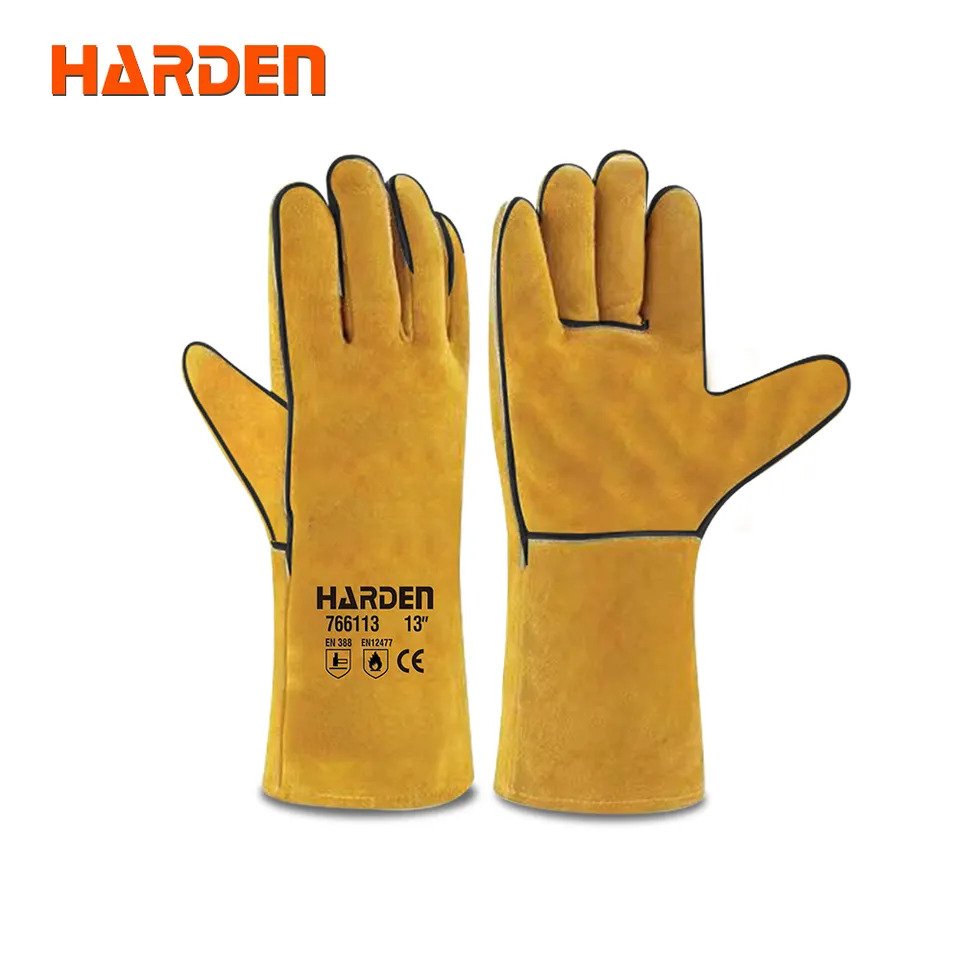 HARDEN 766113 Welding Gloves, 13", top quality, Heat Resistance Long Cow Split Leather Glove Welding Gloves for Welder 766113_img_4