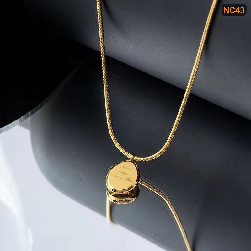 Titanium steel letter gold bean necklace NC43Materials : Stainless Steel Color Guarantee🌸🌸_img_1