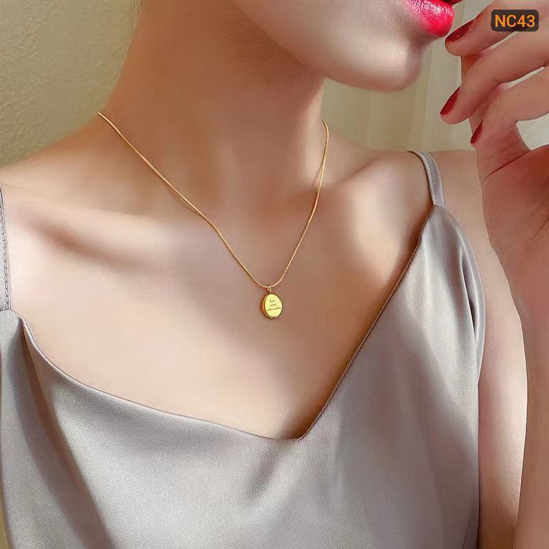Titanium steel letter gold bean necklace NC43Materials : Stainless Steel Color Guarantee🌸🌸_img_2