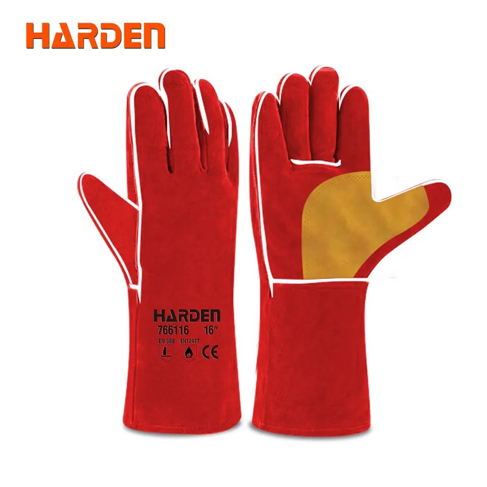 HARDEN 766116 Welding Gloves, 16", top quality long welding gloves leather welding glove; 766116