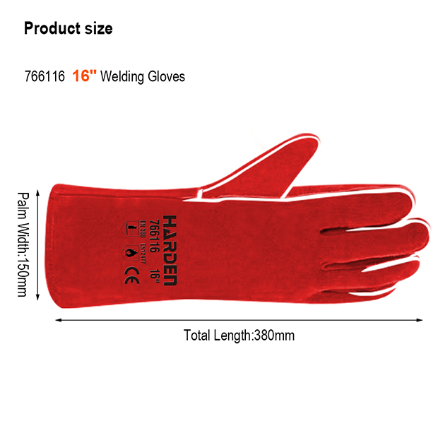 HARDEN 766116 Welding Gloves, 16", top quality long welding gloves leather welding glove; 766116_img_5