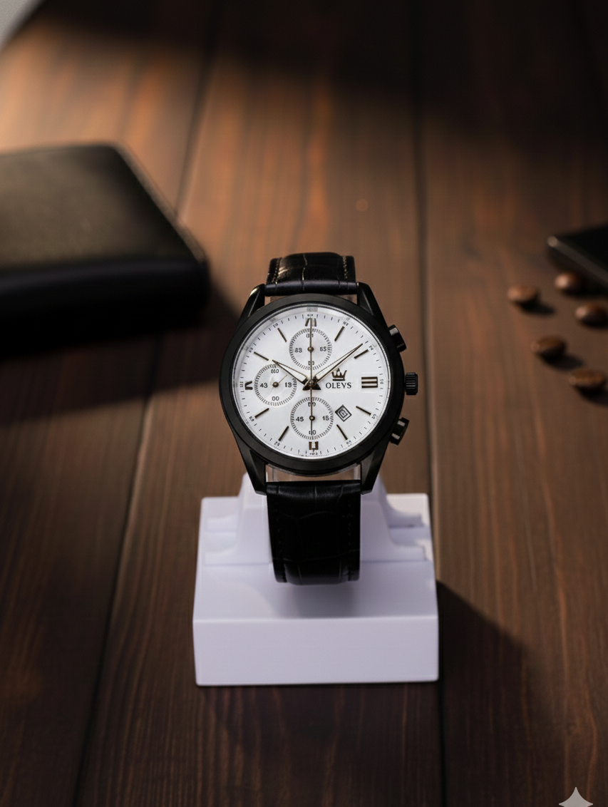 Olevs Luxury Top Quality Luxury Leather Analog quartz fashionable watch for men