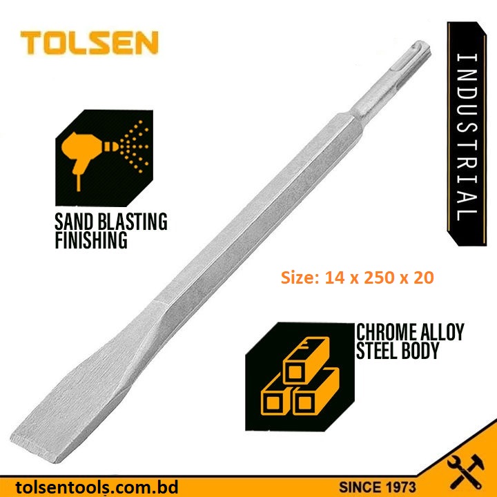 TOLSEN 75441 SDS-PLUS Flat Chisel | 14 × 250 × 20mm | Chrome Alloy Steel | Industrial Grade | Model: 75441_img_2