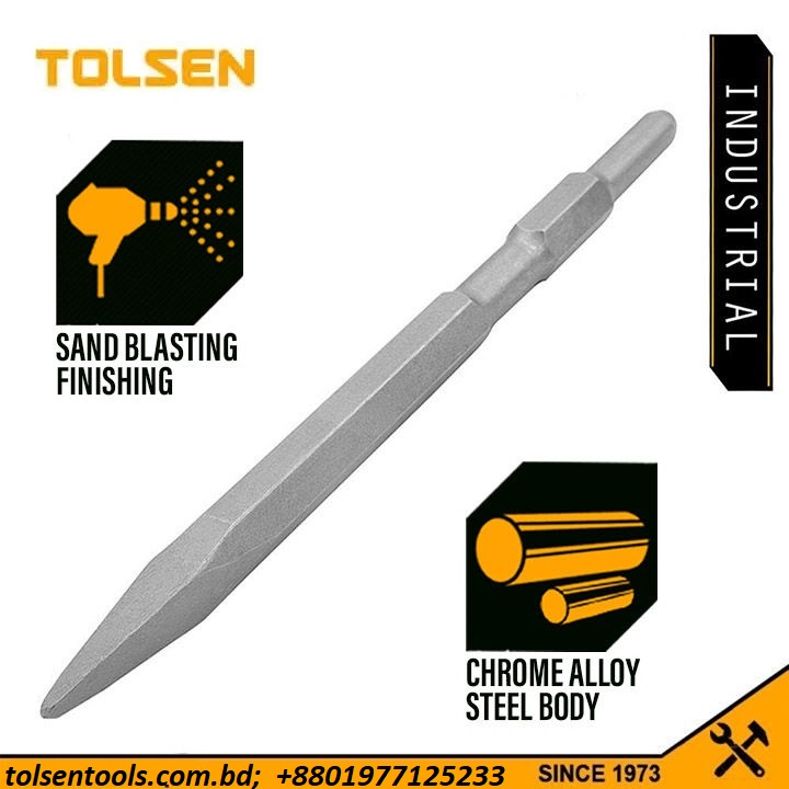 TOLSEN 75450 Hex Point Chisel (Industrial) | 17 × 280mm | Chrome Alloy Steel | Sand Blasting Finish | Model: 75450_img_1