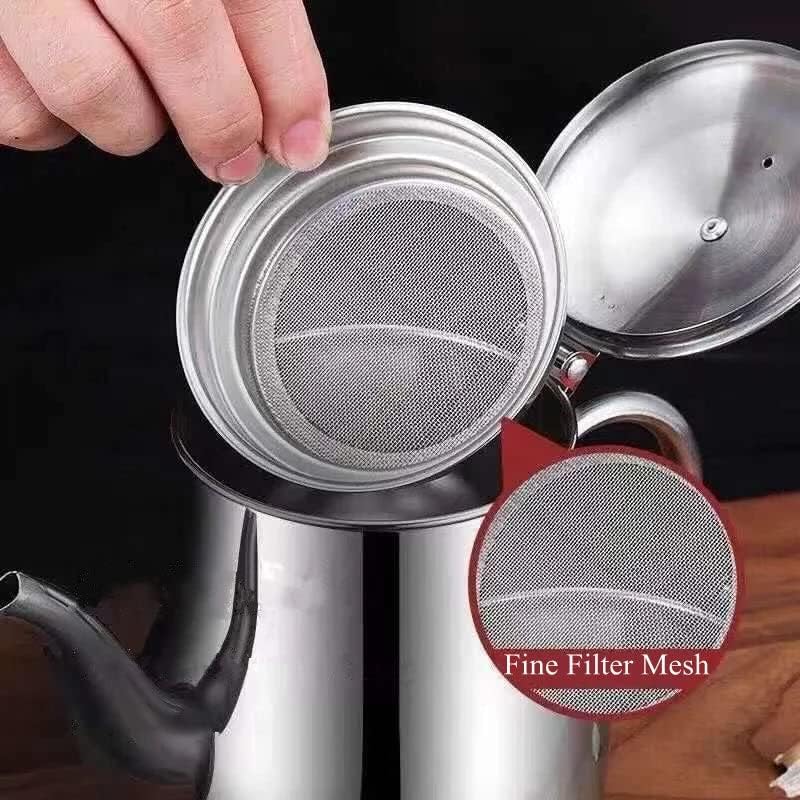 Stainless Steel Bacon Grease Container with Fine Mesh Strainer – Cooking Oil Keeper & Grease Storage Pot (24oz/32oz)_img_3