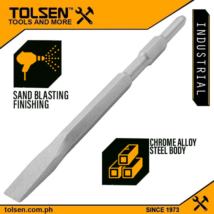 TOLSEN 75451 Hex Flat Chisel (Industrial) | 17 × 280 × 25mm | Chrome Alloy Steel | Sand Blasting Finish | Model: 75451_img_2