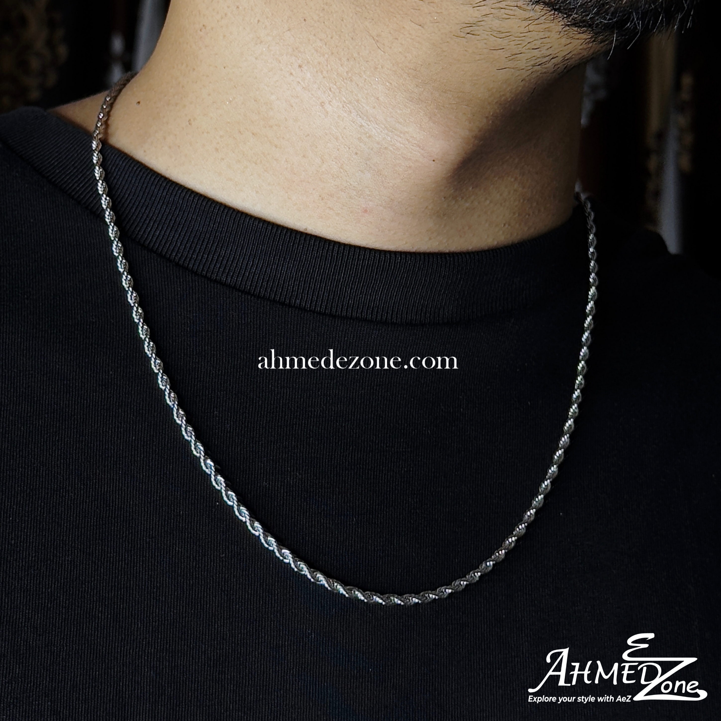 3mm Silver Twist Neck Chain Stainless Steel (GC-315)_img_1