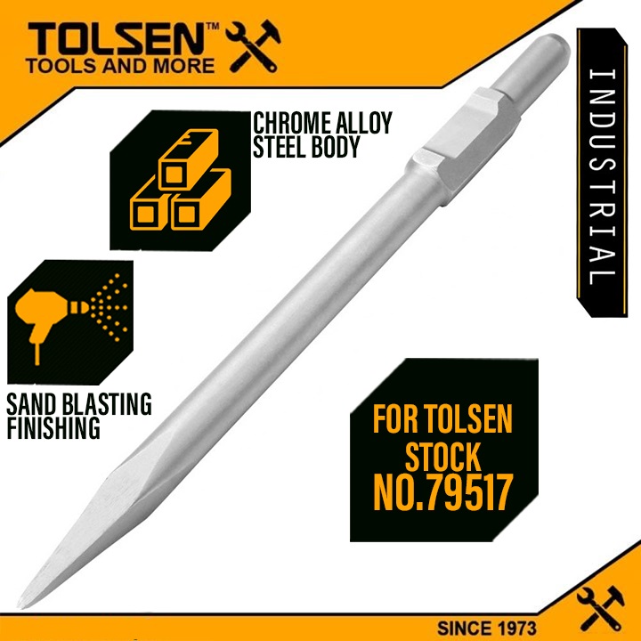 TOLSEN 75454 Hex Point Chisel (Industrial) | 30 × 410mm | Chrome Alloy Steel | Sand Blasting Finish | For Heavy Demolition | Model: 75454_img_2