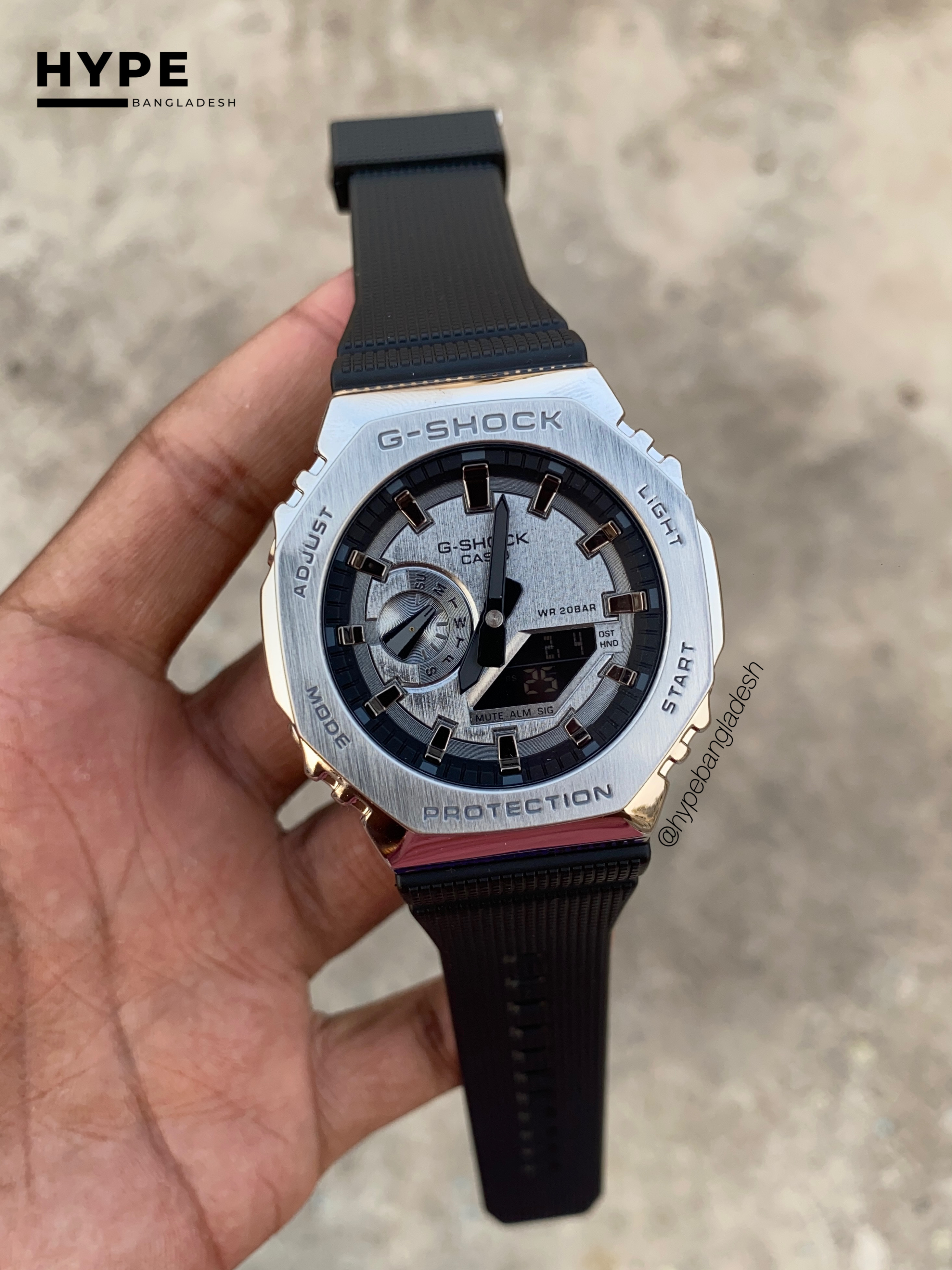 GSHOCK metal model silver case silver dial
