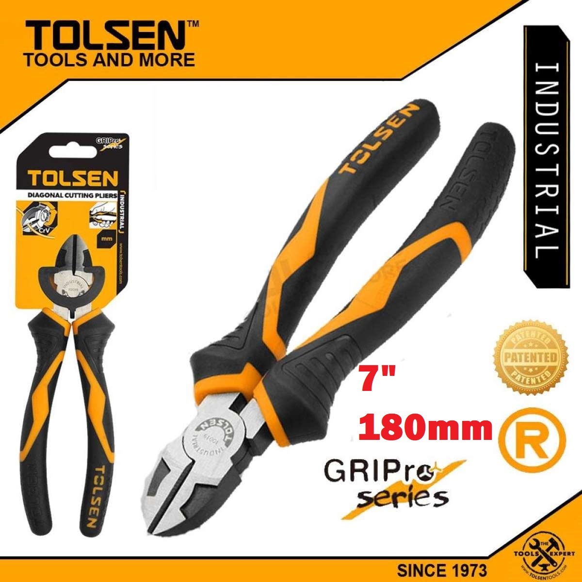 TOLSEN 10019 Diagonal Cutting Pliers, 7" (180mm), Industrial GRIPro Series, Model: 10019_img_2