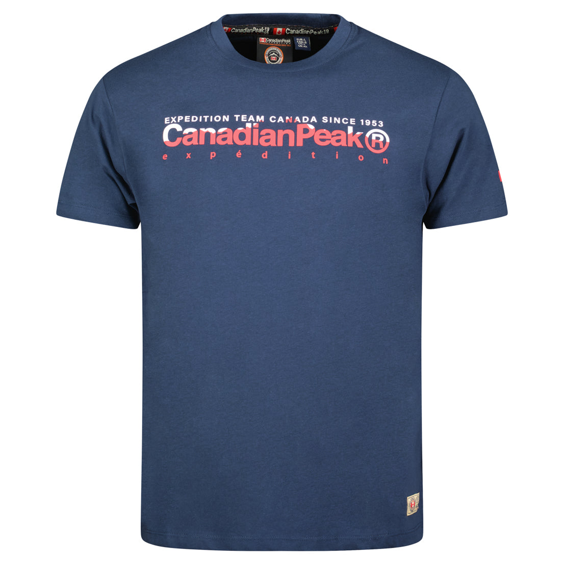Canadian Peak JOPEAKEAK Homme - T-Shirt Col Rond avec Impressions et Drapeau Marine