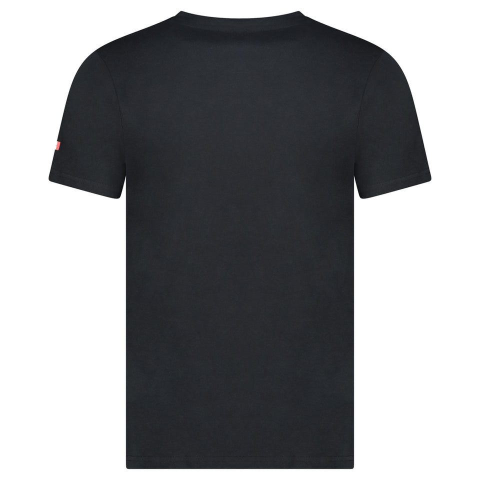 T-Shirt Col Rond avec Impressions et Drapeau NOIR_img_3