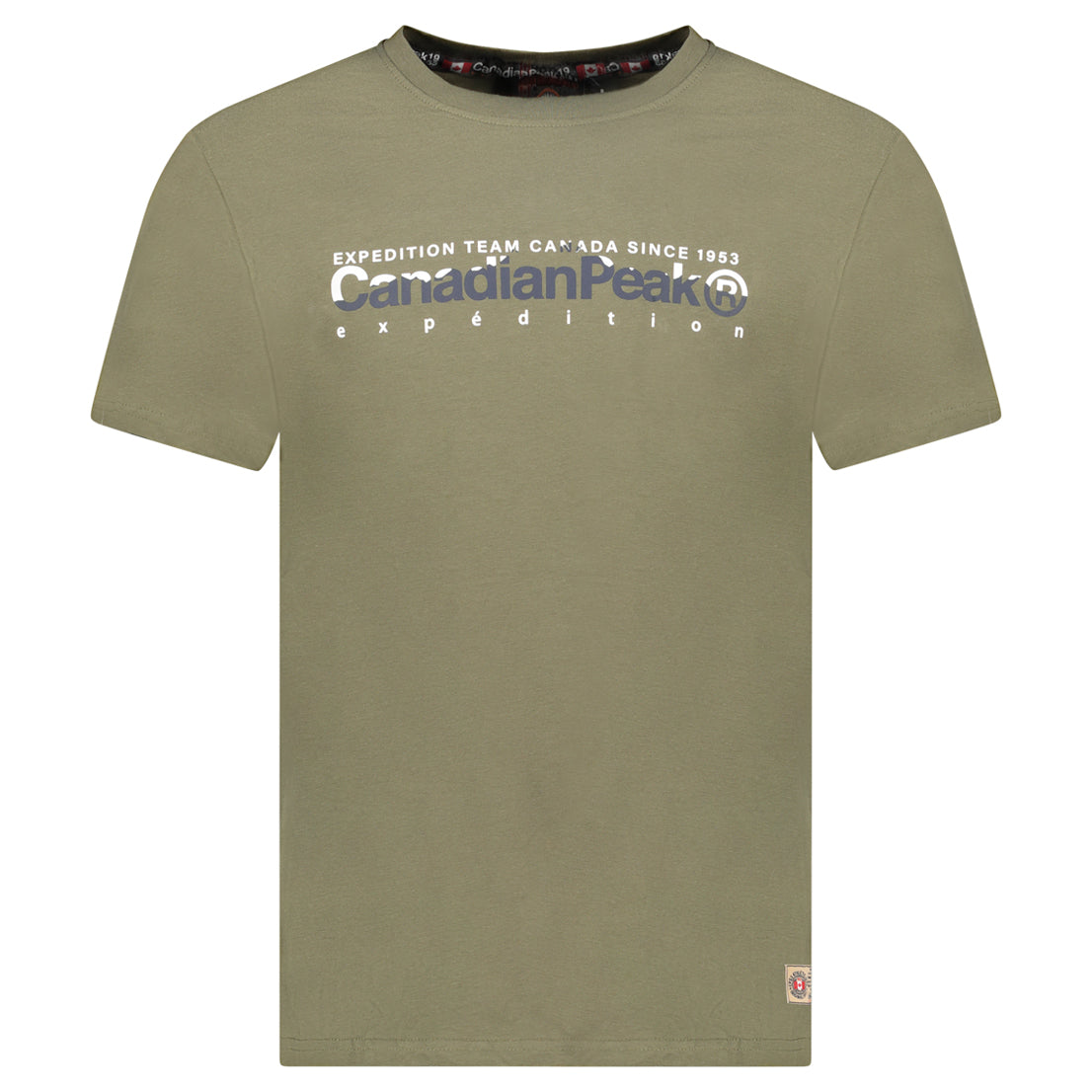 Canadian Peak JOPEAKEAK Homme - T-Shirt Col Rond avec Impressions et Drapeau Kaki
