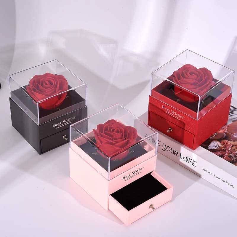 Projection Necklace Set With Rose Gift Box 100 Languages I Love You Heart Pendant Jewelry_img_2