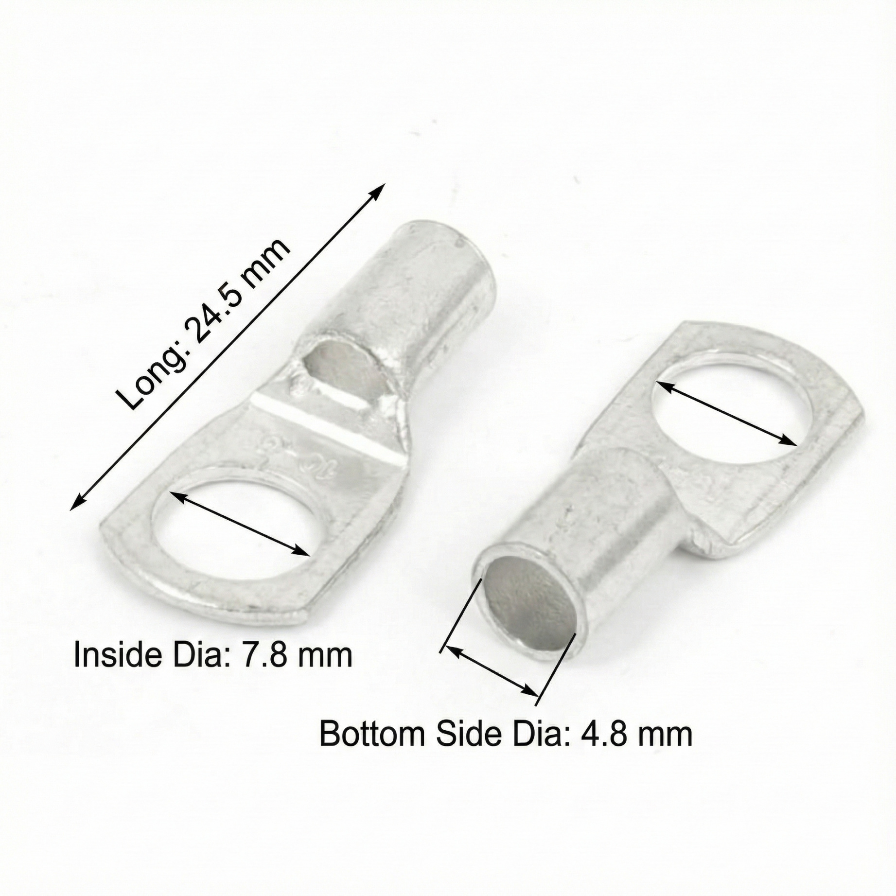 1 pair Copper Tube Ring Terminal Lug | 7.8mm Eye Hole | Heavy-Duty Cable Crimp Connector