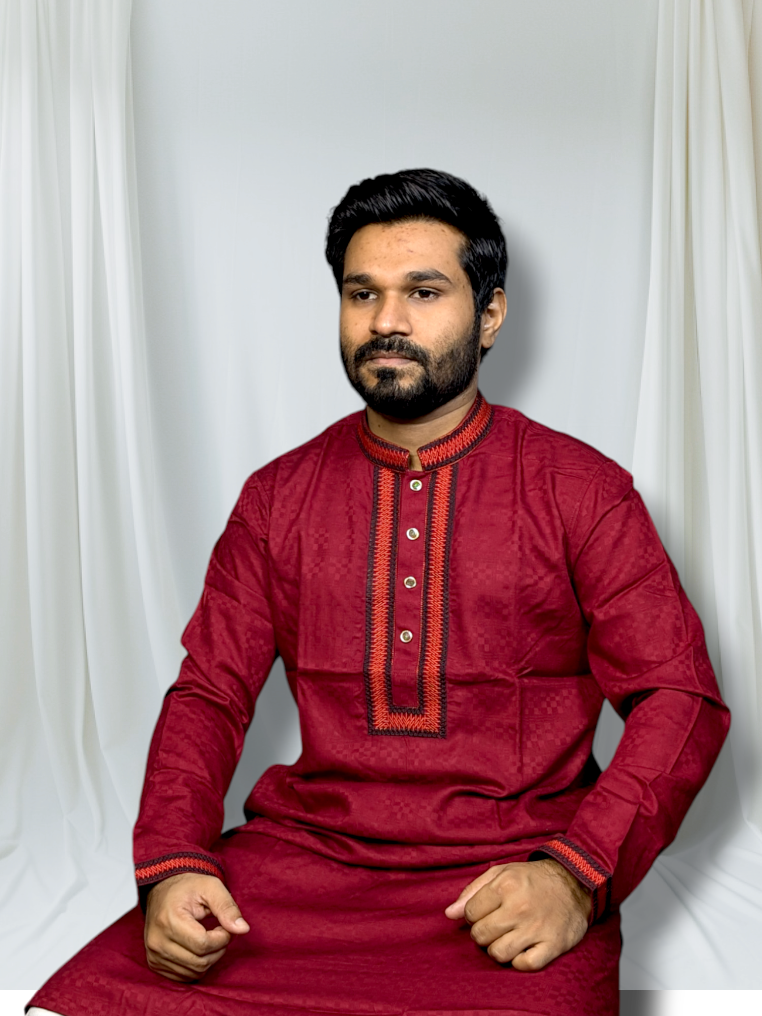 luxury soft cotton panjabi maroon color code:P12