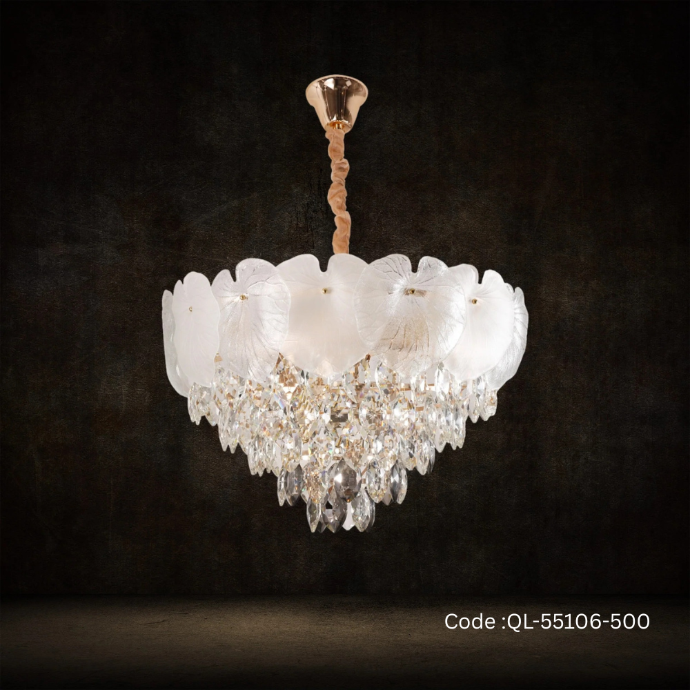Qulik Modern Crystal Chandelier Decoration Pendant Hanging 6 layer 3 color LED Ceiling Light (QL-55106-500)_img_0