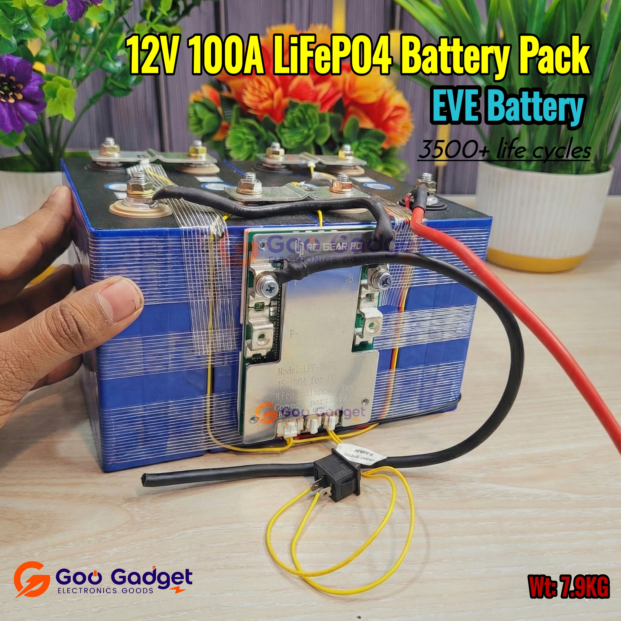 12V 100Ah LiFePO4 Battery Pack | EVE Grade-A Cells | 4S 100A BMS | 3500+ Life Cycles | Heavy-Duty Power Pack_img_0