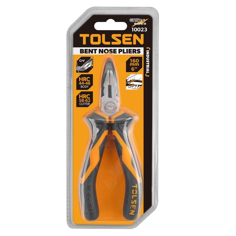 TOLSEN 10023 Bent Nose Pliers | 6" (160mm) | Industrial GRIPro Series | CrV Steel | Black Finish | Model: 10023_img_4