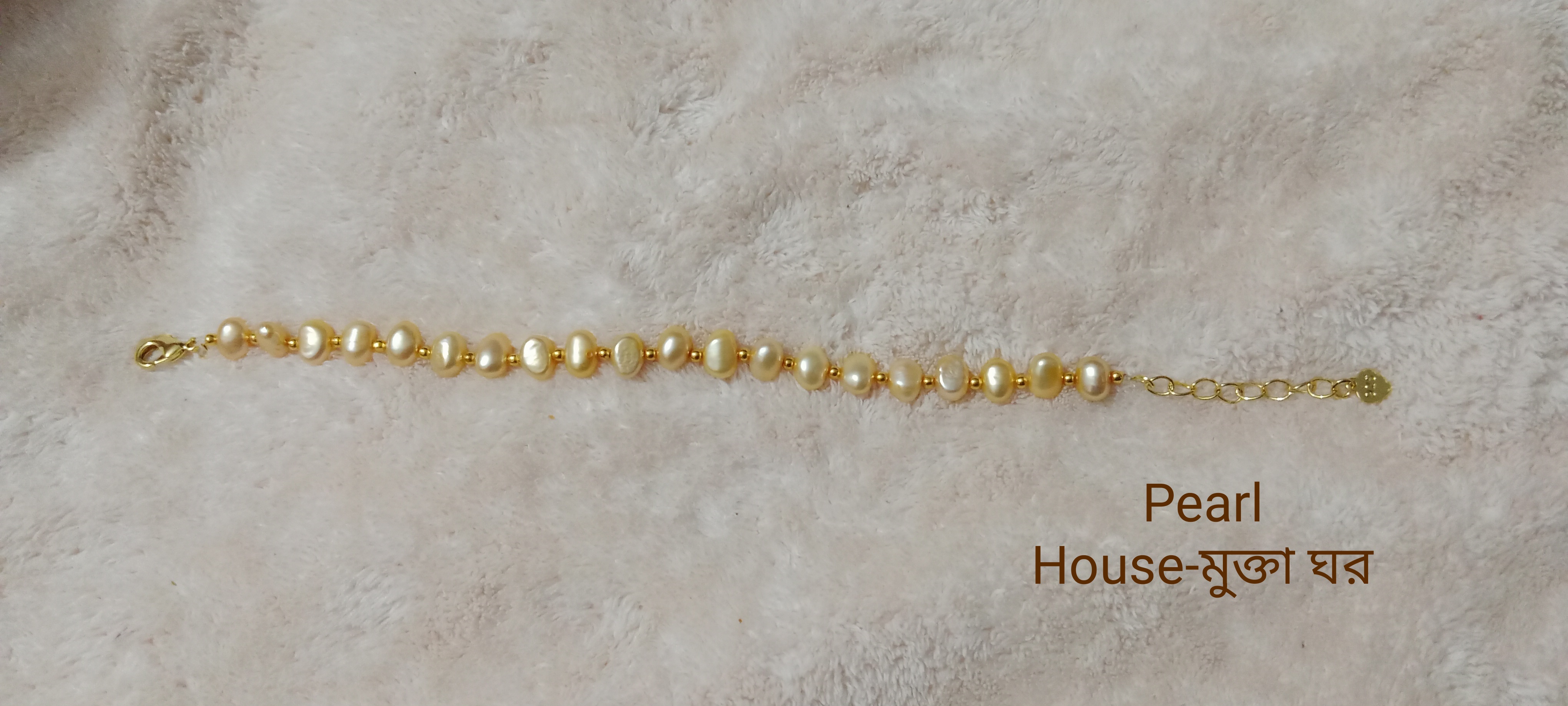 Golden colour pearl Breslate with S925 Adjustable chain_img_1
