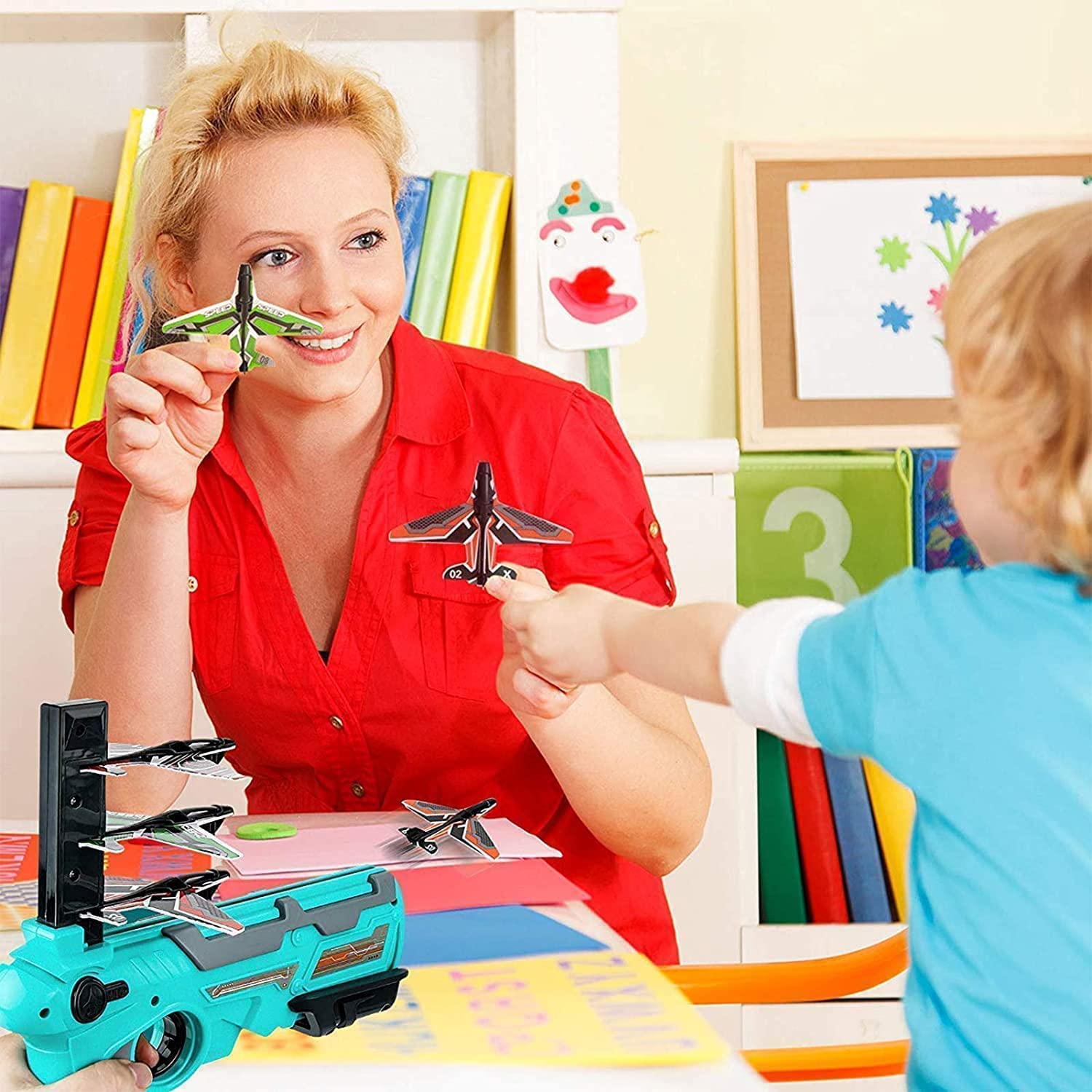 Air Battle Gun with 4 Foam Aircrafts for Kids Outdoor Sport Activity_img_4