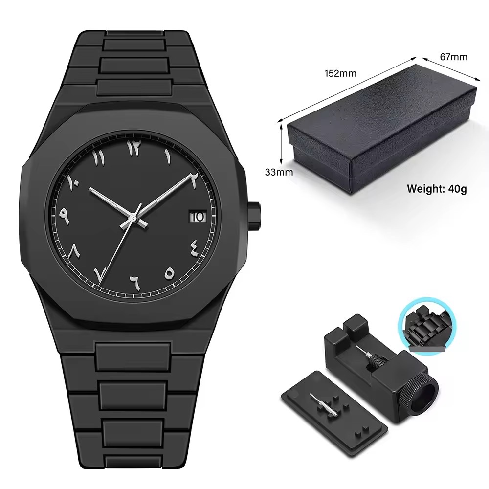 Silver Numbers With Date Calligraphy Dial Polycarbon Plastic Lightweight Watch_img_5