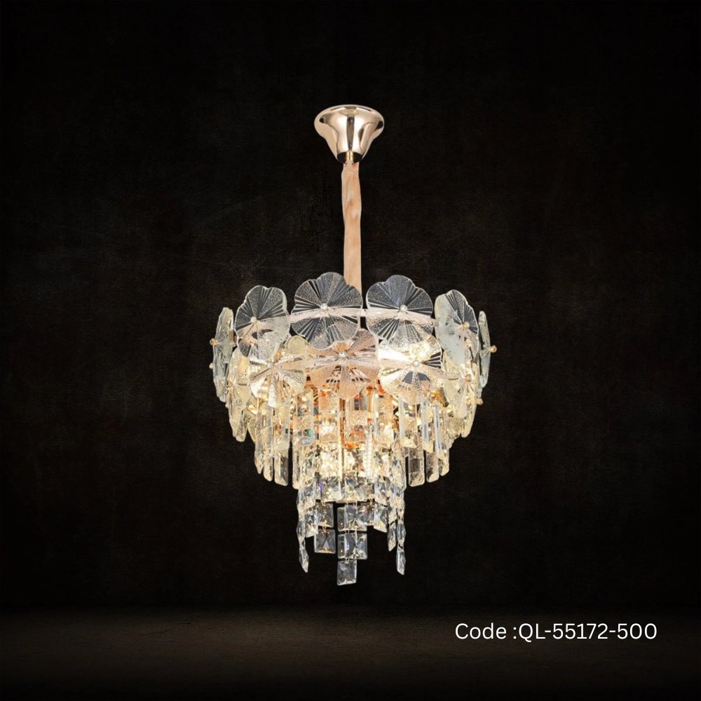Qulik Modern Crystal Chandelier Decoration Pendant Hanging 3 layer 3 color LED Ceiling Light (QL-55172-500)