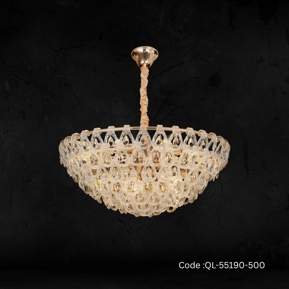 Qulik Modern Crystal Chandelier Decorative Pendant Hanging 3 color LED Ceiling Light (QL-55190-500)
