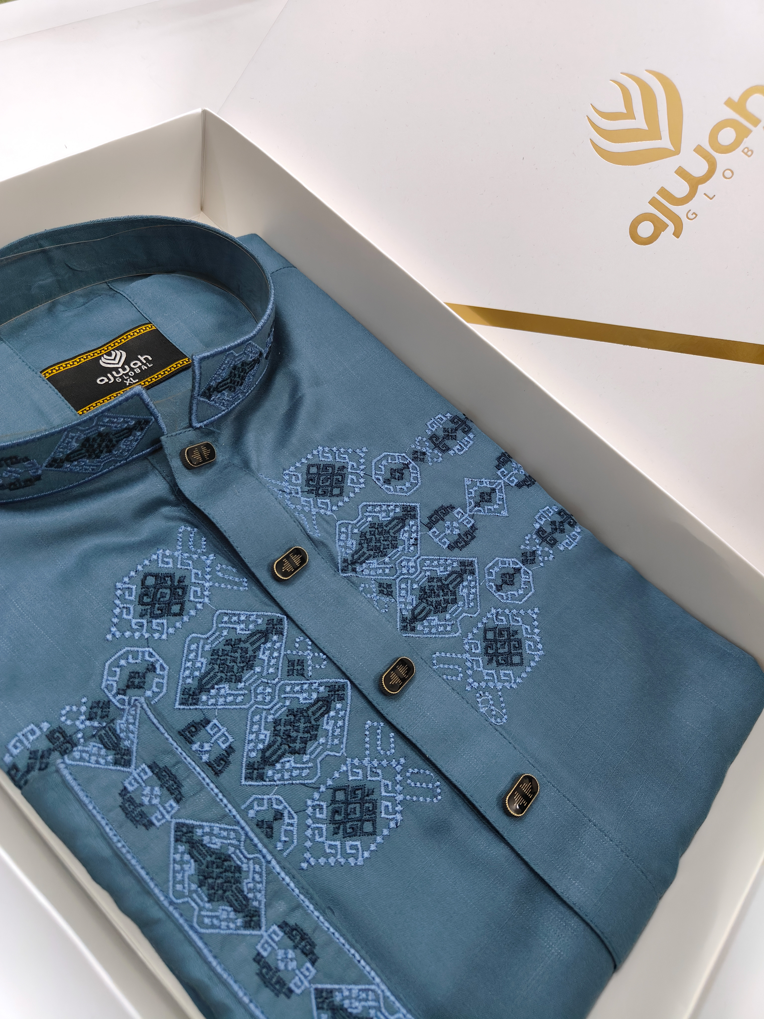 Azure Majesty Premium Embroidery Panjabi_img_1
