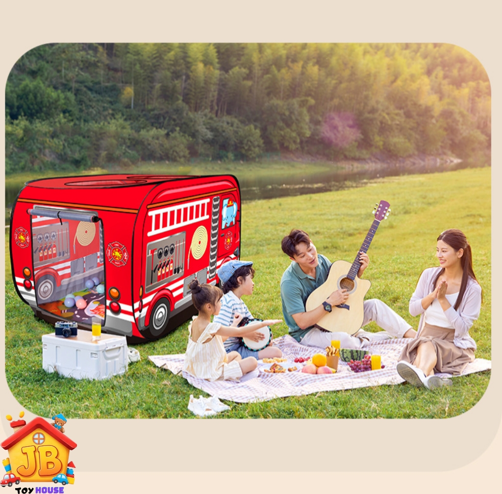 Kids' Cartoon Police & Fire Truck Pop-Up Play Tent - Skylight, Indoor/Outdoor Fun_img_6