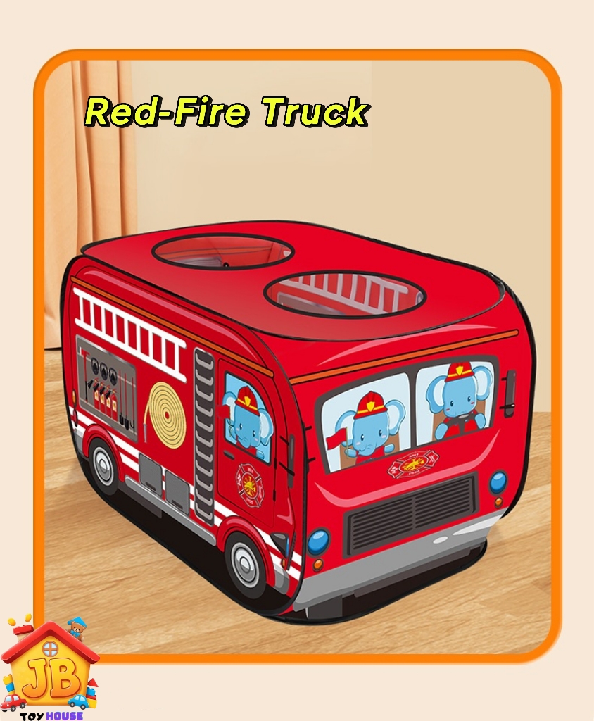 Kids' Cartoon Police & Fire Truck Pop-Up Play Tent - Skylight, Indoor/Outdoor Fun_img_9